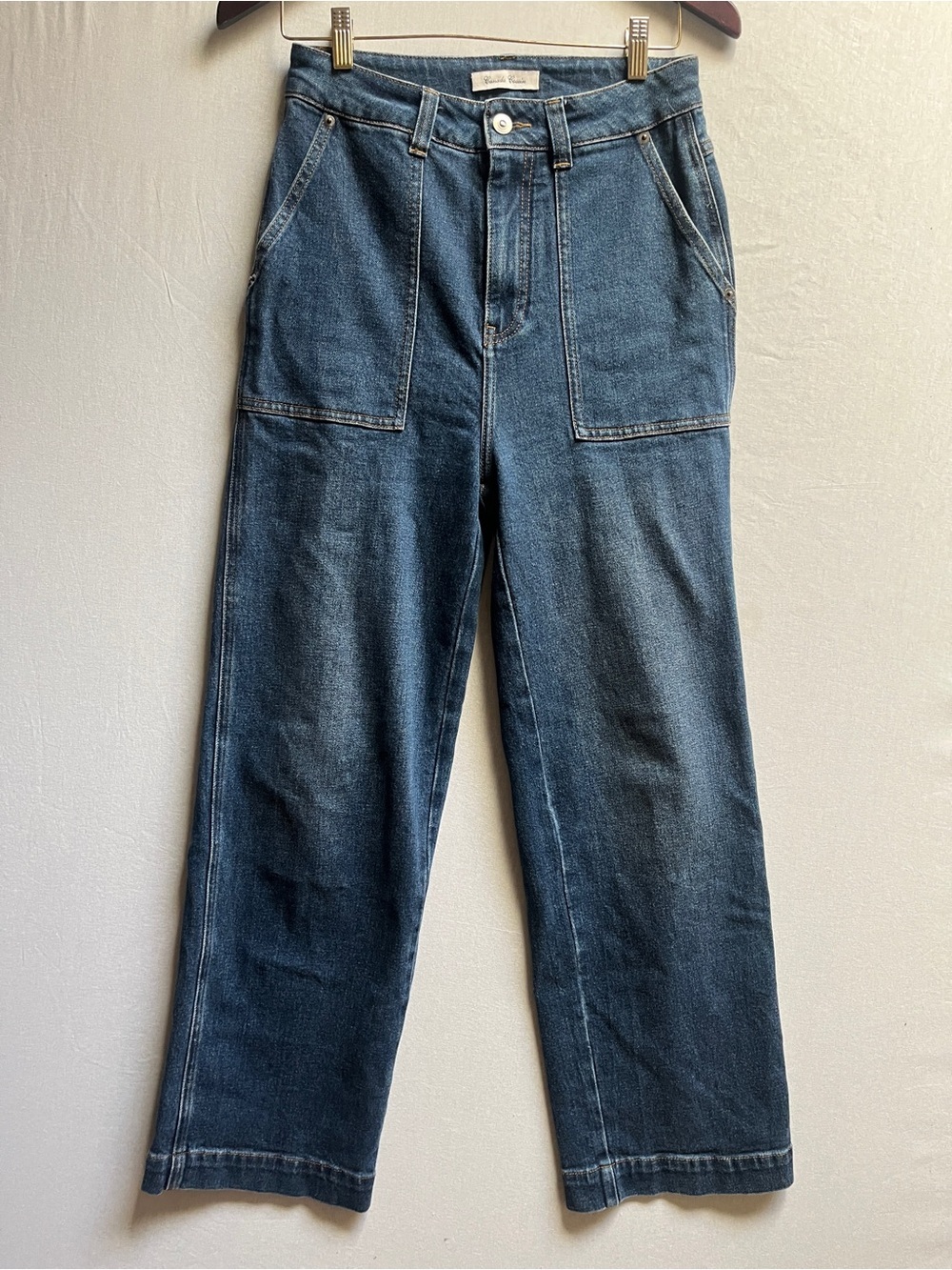 Canada Cousin High Rise Straight Leg Patch Pocket Denim Jeans Sz 28
